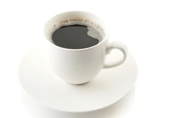 Tazza di caffè con piattino bianco — Foto Stock