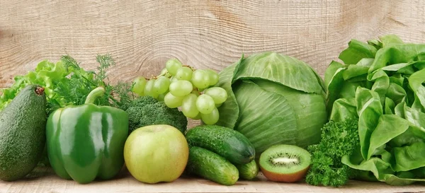 Set of green vegetables and fruits — Stock Photo, Image