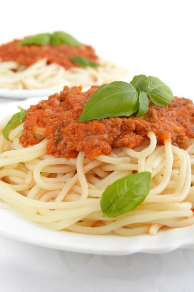Pasta with ragu a'la bolognese on white background — Stock Photo, Image