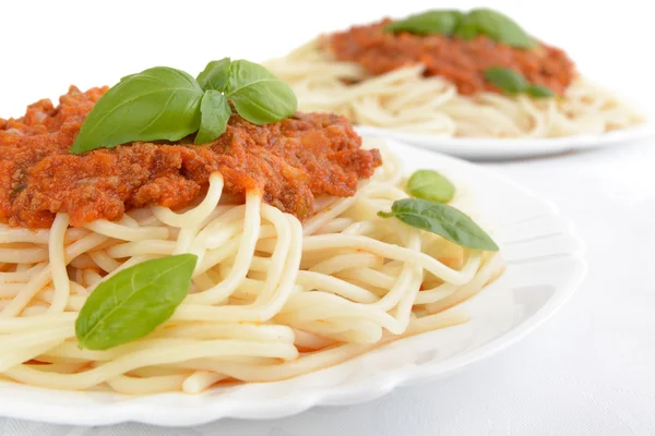 Close up pasta ragu alla bolognese sauce on white — Stock Photo, Image