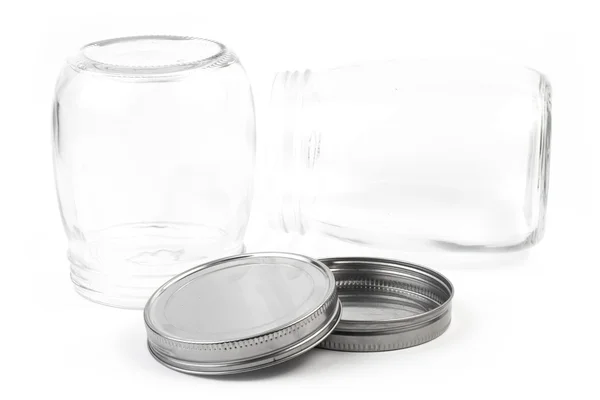 Empty glass canister in white background — Stock Photo, Image