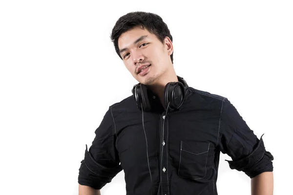 Isolated asian man with headset — Stock Photo, Image