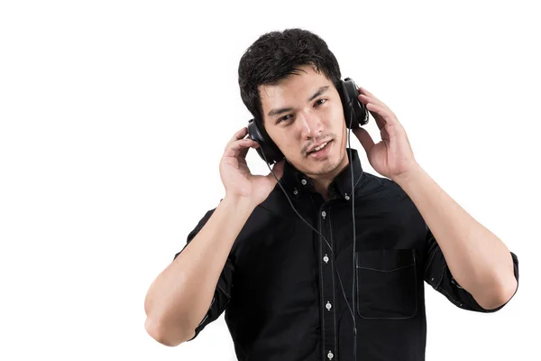 Isolerade asiatiska man med headset — Stockfoto