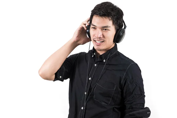 Isolerade asiatiska man med headset — Stockfoto