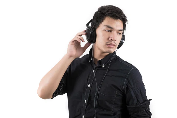 Isolerade asiatiska man med headset — Stockfoto