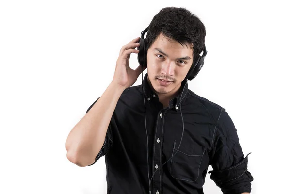 Isolerade asiatiska man med headset — Stockfoto