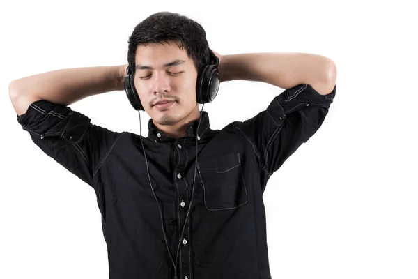 Aislado asiático hombre con auriculares —  Fotos de Stock