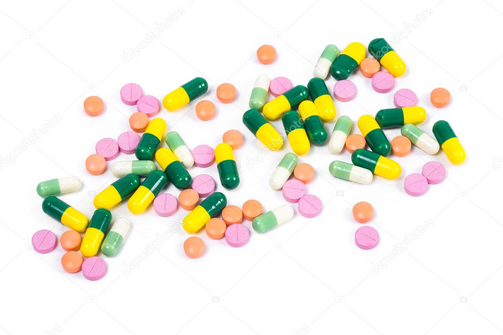 Isolated colorful medicine