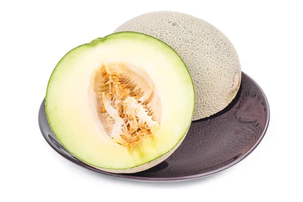 Part of the green japanese melon in isolated — Stock Photo, Image