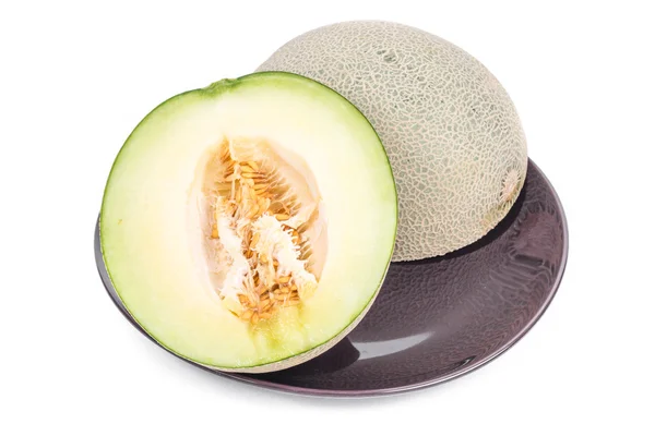 Part of the green japanese melon in isolated — Stock Photo, Image