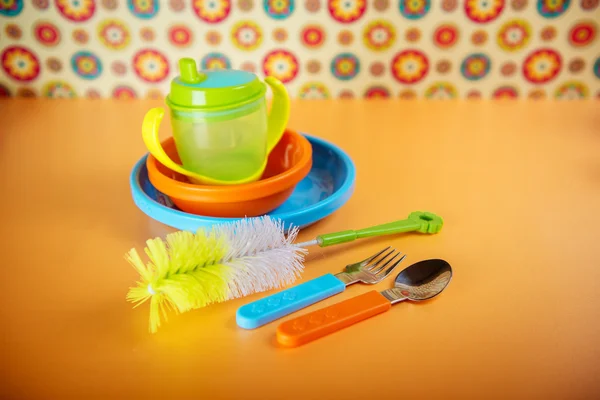 Baby gebruiksvoorwerpen voor het eten — Stockfoto