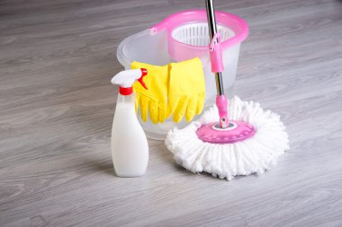 washing floors, cleaning the apartment