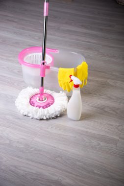 washing floors, cleaning the apartment