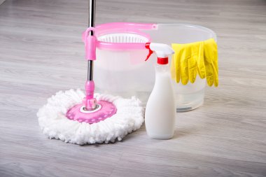 washing floors, cleaning the apartment