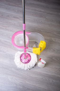 washing floors, cleaning the apartment