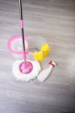 washing floors, cleaning the apartment