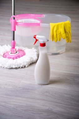 washing floors, cleaning the apartment