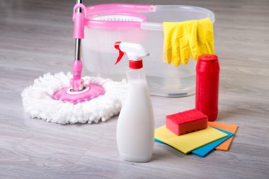 washing floors, cleaning the apartment