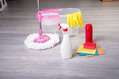 washing floors, cleaning the apartment
