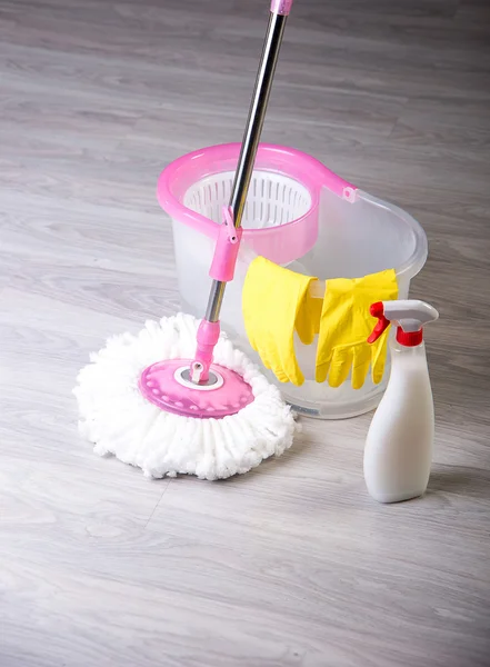 Washing floors, cleaning the apartment — Stok fotoğraf