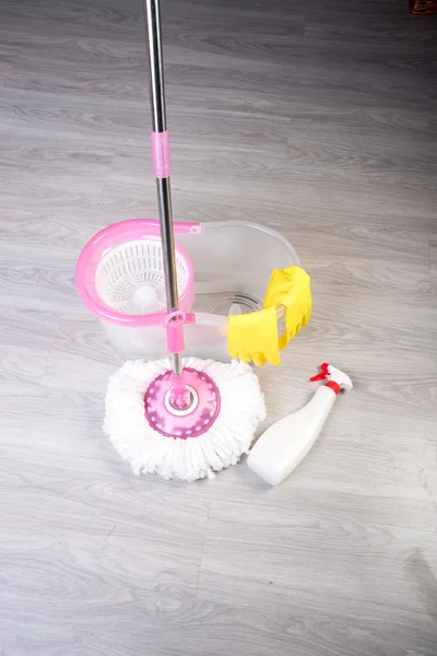 Washing floors, cleaning the apartment — Stok fotoğraf