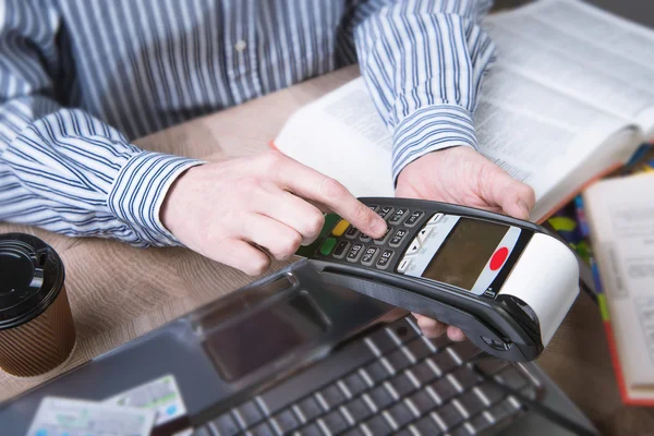 Payment terminal in the office. — Stok fotoğraf