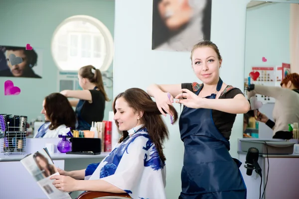 Hands of professional hair stylist — Stock Photo, Image