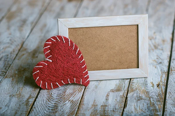 Foto frame met rood hart — Stockfoto