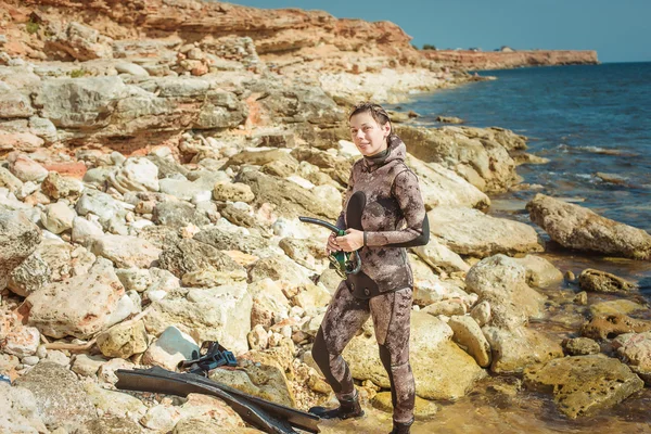 Freediver girl — Stock Photo, Image