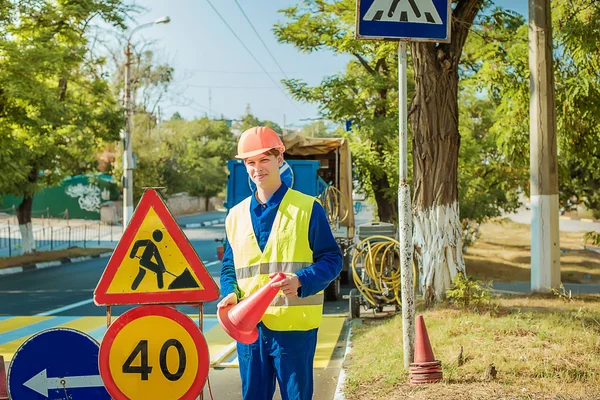 道路の修理. — ストック写真