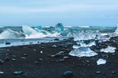Elmas plaj adası siyah plaj volkanı İzlanda