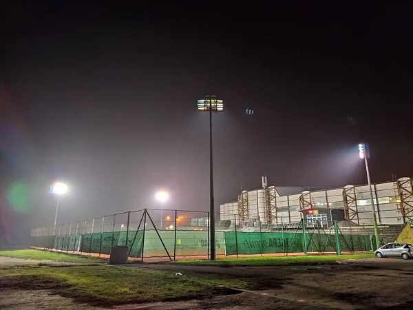 Belgrad Serbia Października 2020 Stadion Światłach Błyskach Puste Piękne Boisko — Zdjęcie stockowe