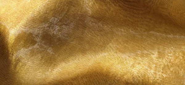 Belo Tecido Dourado Organza Tons Amarelos Laranja Bege Marrom Plissados — Fotografia de Stock