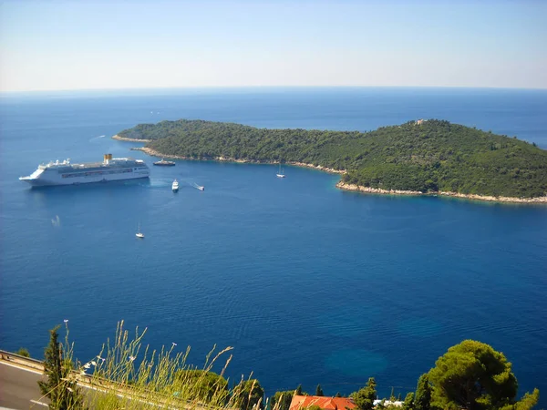 Adriai Tenger Légi Fotózás Sziget Dubrovnik Közelében Horvátország Gyönyörű Kék — Stock Fotó