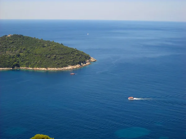 Adriyatik Deniz Hava Fotoğrafçılığı Hırvatistan Dubrovnik Kenti Yakınlarındaki Bir Ada — Stok fotoğraf