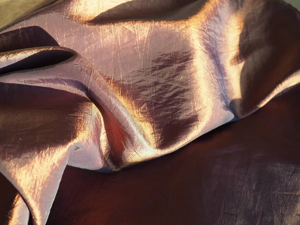 Beautiful Fabric Taffeta Gently Folded Waves Crumpled Material Looks Silk — Stock Photo, Image