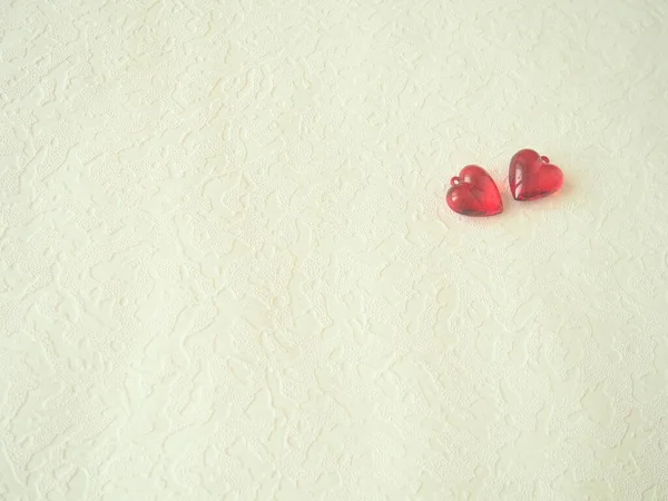 Des Cœurs Saint Valentin Coeurs Transparents Plastique Rouge Carte Voeux — Photo