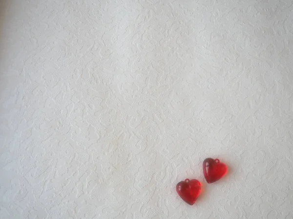 Des Cœurs Saint Valentin Coeurs Transparents Plastique Rouge Carte Voeux — Photo