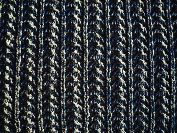 Breipatroon Van Blauw Garen Weelderige Machine Handbreien Warme Garderobe Voor — Stockfoto