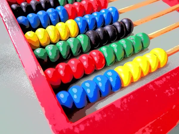 Education Concept Abacus Many Colorful Beads Red Blue Green Black — Stock Photo, Image