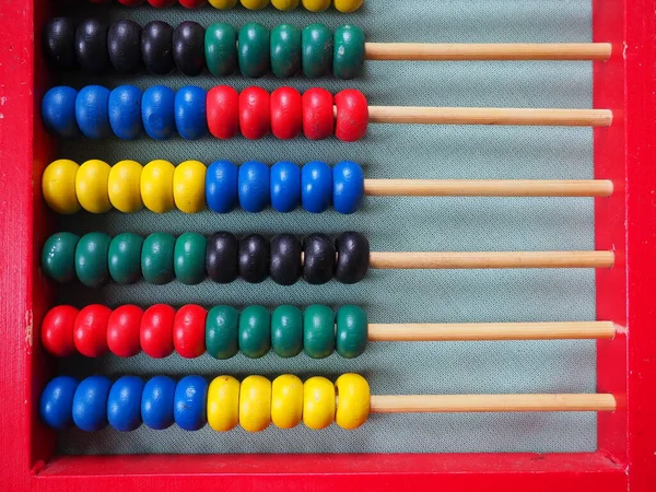 Education Concept Abacus Many Colorful Beads Red Blue Green Black — Stock Photo, Image
