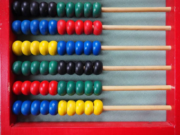 Education Concept Abacus Many Colorful Beads Red Blue Green Black — Stock Photo, Image