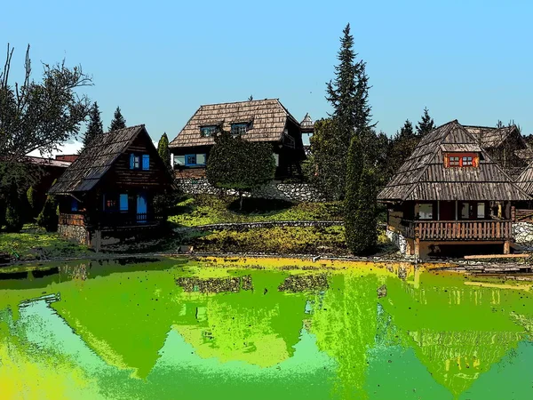 Stanisici Bijelina Bosna Hersek Nisan 2021 Ethno Köyü Bosna Tarzı — Stok fotoğraf