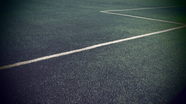 Fotbollsplan För Mästerskap Märkningen Fotbollsplanen Det Gröna Gräset Vita Linjer — Stockfoto