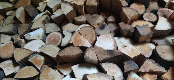 Pile Firewood Firewood Stacked Woodshed — Stok fotoğraf