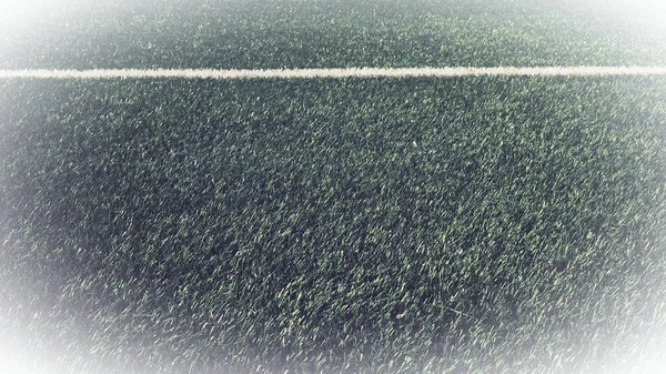 soccer field for championship.The marking of the football field on the green grass. White line. Football field area. Retro or vintage style. Light vignetting around the edges.