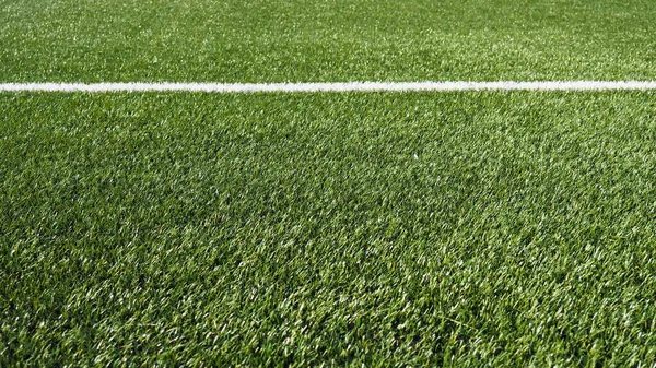 Şampiyonluk Için Futbol Sahası Yeşil Çimlerin Üzerindeki Futbol Sahasının Işareti — Stok fotoğraf