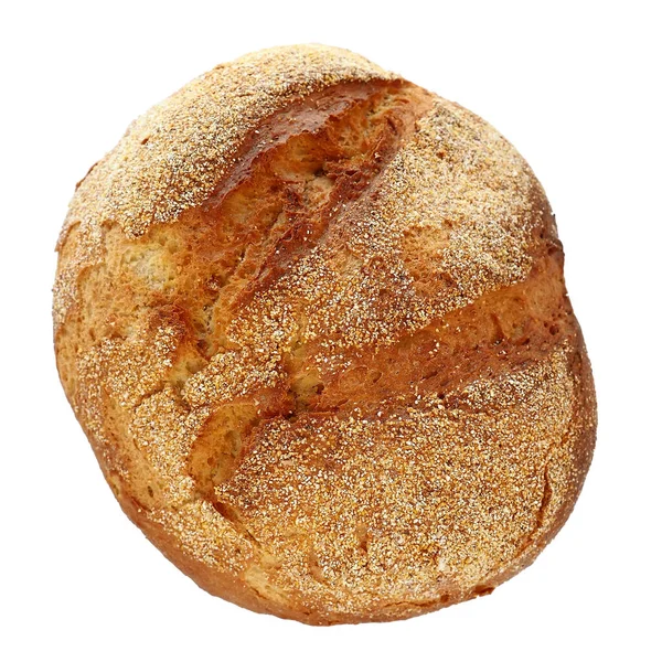 Tradycyjny Chleb Kukurydziany Okrągły Domowej Roboty Izolowany Białym Tle — Zdjęcie stockowe