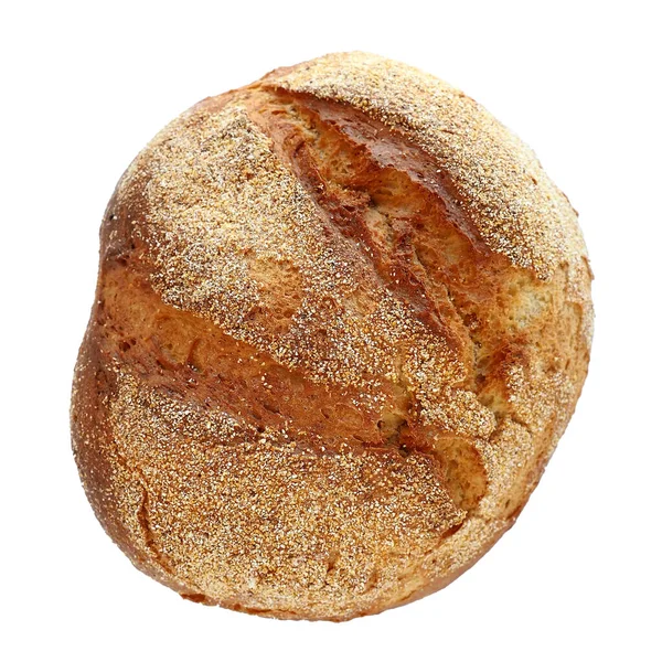 Tradycyjny Chleb Pszenny Okrągły Domowej Roboty Izolowany Białym Tle — Zdjęcie stockowe