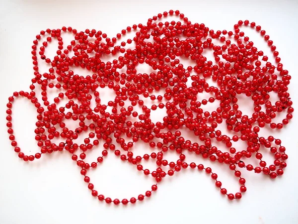 Red Beads Decorative Decoration Women Jewelry Beautiful Shiny Bright Scarlet — Stock Photo, Image